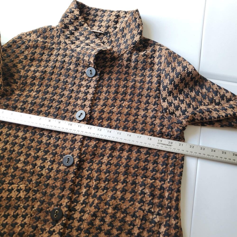 Habitat Jacket Womens Medium Brown Houndstooth Tweed Button Front Collared USA - Picture 8 of 9